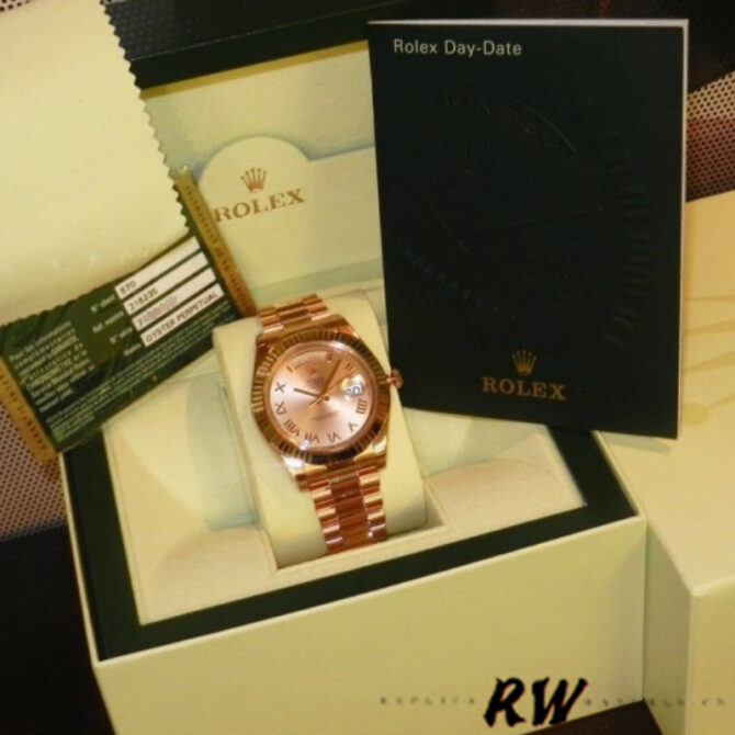 Replica Rolex Day-Date 118235 Rose Champagne Roman Dial 36mm Unisex Watch