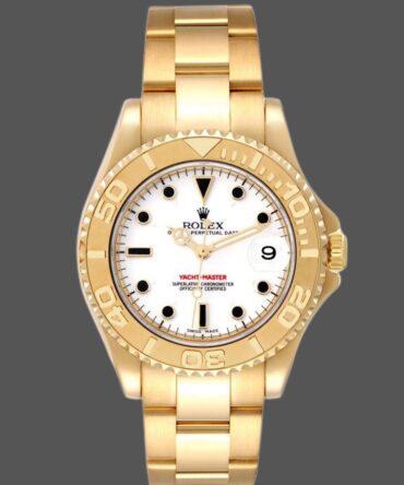 Rolex Yacht-Master 168628 White Dial Yellow Gold 35MM Unisex Replica Watch