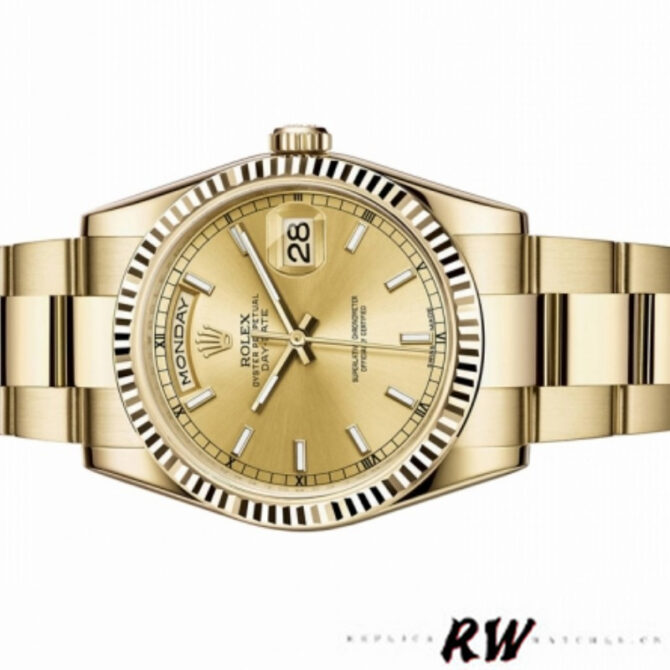 Replica Rolex Day-Date 118235 Rose Gold Chocolate Brown Dial 36mm Unisex Watch