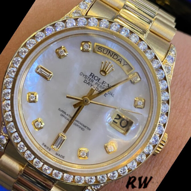 Replica Rolex Day-Date 118388 Yellow Gold Green Index Dial 36MM Unisex Watch