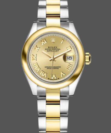 Rolex Datejust 279163 Champagne Roman Numeral Dial Domed Bezel 28mm Lady Replica Watch