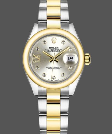 Rolex Datejust 279163 Silver Diamond Dial Domed Bezel 28mm Lady Replica Watch