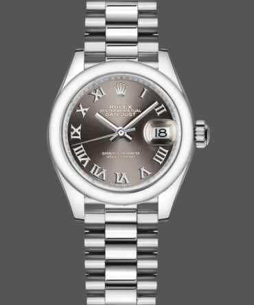 Rolex Datejust 279166 Dark Grey Roman Numeral Dial Domed Bezel 28mm Lady Replica Watch