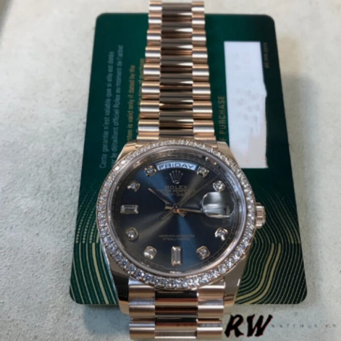 Replica Rolex Day-Date 128345RBR Slate Dial Everose Gold 36MM Unisex Watch
