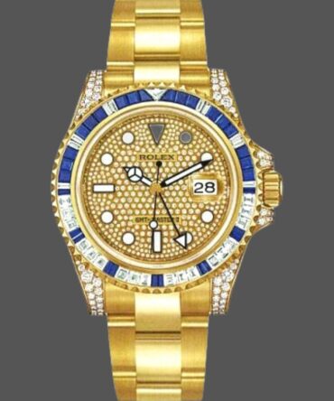 Rolex GMT-Master II 116758 Yellow Gold Pave Dial 40mm Mens Replica Watch