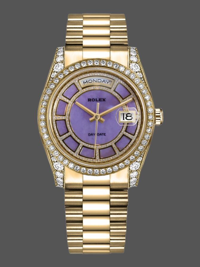 Replica Rolex Day-Date 118388 Yellow Gold Green Index Dial 36MM Unisex Watch