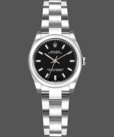 Rolex Oyster Perpetual 176200 Stainless Steel Black Index Dial 26MM Lady Replica Watch