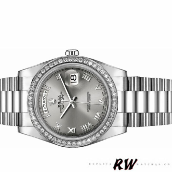 Replica Rolex Day-Date 218349 Rhodium Grey Dial 41MM Mens Watch