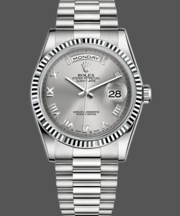 Replica Rolex Day-Date 118239 Rhodium Roman Dial white gold 36mm Unisex Watch
