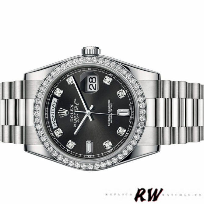 Replica Rolex Day Date 118346 Black Diamonds Dial 36mm Unisex Watch