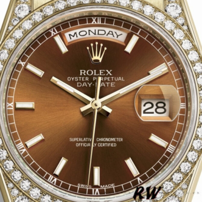 Replica Rolex Day-Date 118388 Yellow Gold Green Index Dial 36MM Unisex Watch
