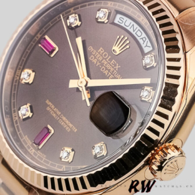 Replica Rolex Day-Date 118235 Rose Gold Chocolate Brown Dial 36mm Unisex Watch