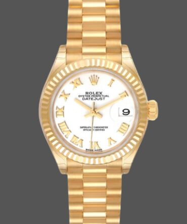 Rolex Datejust 279178 White Roman Dial Fluted Bezel 28mm Lady Replica Watch