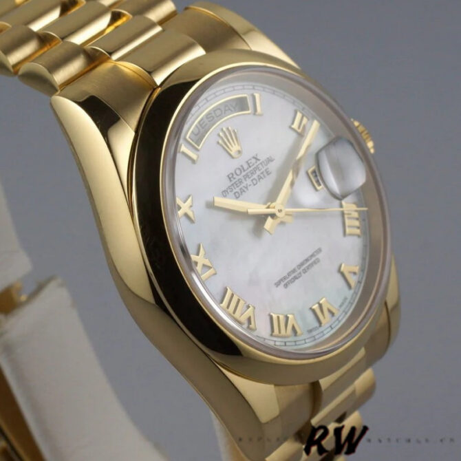 Replica Rolex Day-Date 118206 White Roman Numeral 36mm Unisex Watch