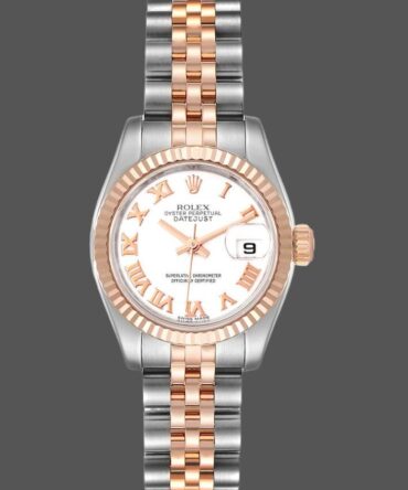 Rolex Datejust 179171 White Roman Numeral Dial Fluted Bezel 26MM Lady Replica Watch