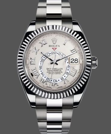 Rolex Sky-Dweller 326939 Fluted Bezel Ivory Dial 42MM Mens Replica Watch
