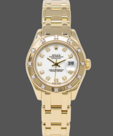 Rolex Pearlmaster 80318 Yellow Gold White Dial 29MM Lady Replica Watch