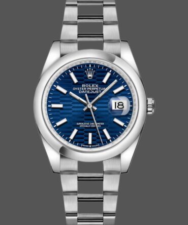 77410 Blue Motif Wave Dial Stainless Steel 36MM Unisex Replica Watch