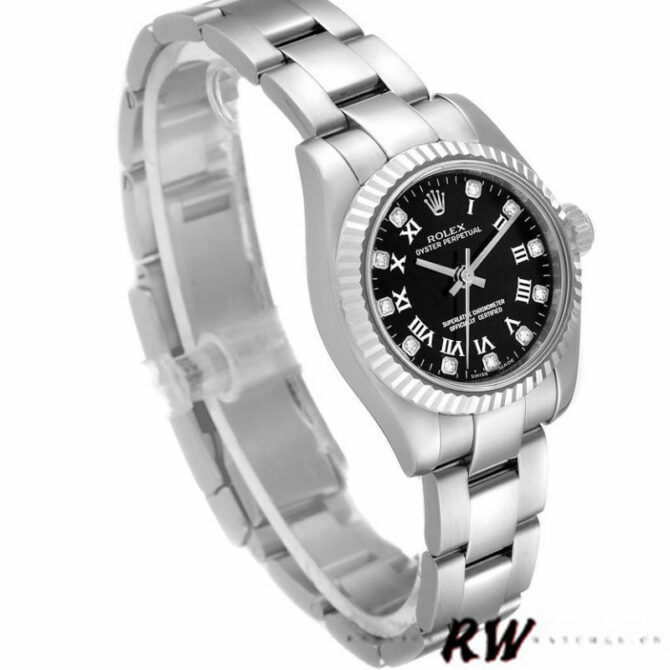 Rolex Oyster Perpetual 176234 Black Roman and Diamond Dial 26MM Lady Replica Watch