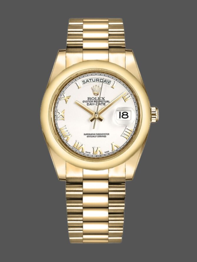 Replica Rolex Day-Date 118206 White Roman Numeral 36mm Unisex Watch