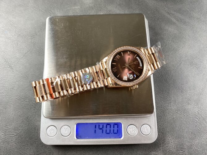 Replica Rolex Day Date 36 Everose Gold Diamond Bezel m128345rbr 0075