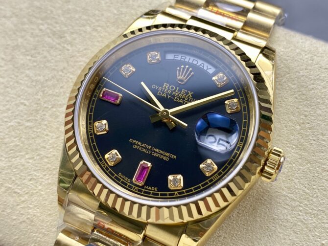 Replica Rolex Day-Date 118235 Fluted Bezel Chocolate Dial 36mm Unisex Watch