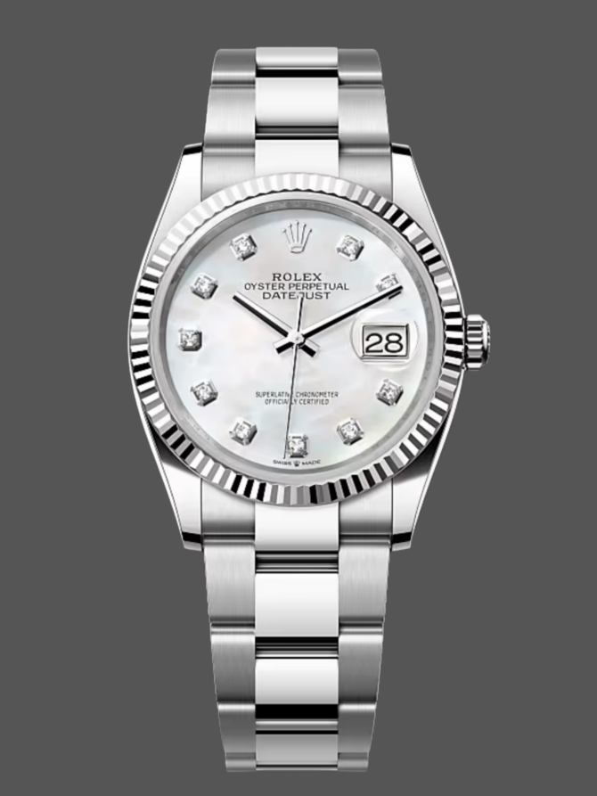 84367234 Fluted Bezel White MOP Dial 41MM Mens Replica Watch