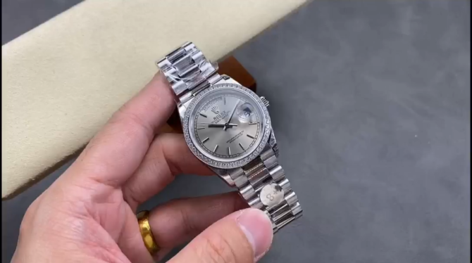 Replica Rolex Day Date 36mm Platinum and Diamonds Bezel 128396tbr 0004