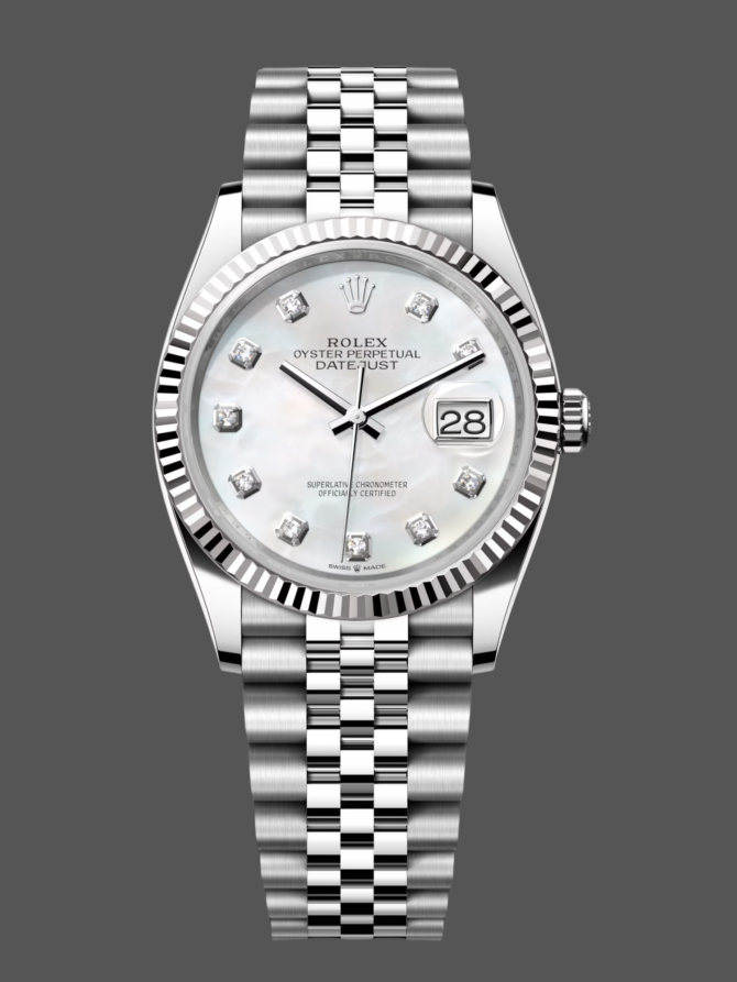 87541321234 White Mother of Pearl Diamonds Dial 36MM Unisex Replica Watch