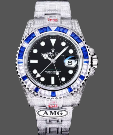 Rolex GMT Master AMG 126710BLRO 40mm With Dual Time Black Dial Diamond Watch