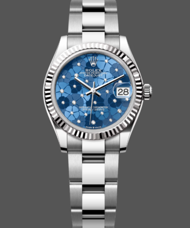 Rolex Datejust 31 Stainless Steel and White Gold Azzuro-Blue-Floral-Motif Diamond Dial m278274-0035