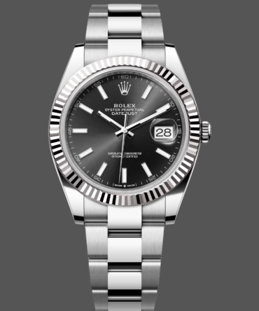189741234 0017 Fluted Bezel Black Dial 41MM Mens Replica Watch