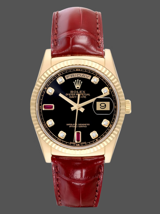 Replica Rolex Day Date 118138 0020 Yellow Gold Diamond Ruby 36 mm