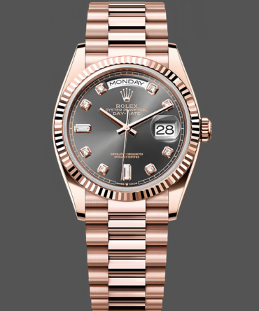 Replica Rolex Day Date Rose Gold Slate Diamond Dial President Bracelet M128235 0050