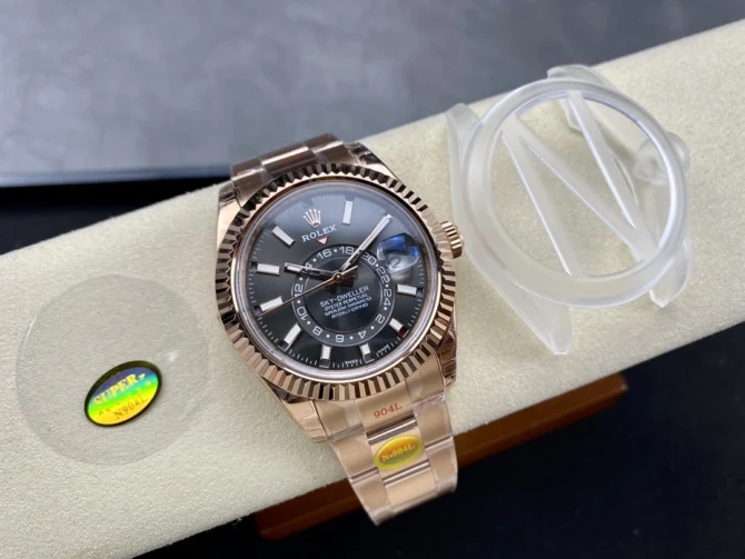 Swiss Rolex Sky Dweller 42 Slate Dial Rose Gold m336935 0004 Men's Replica Watch