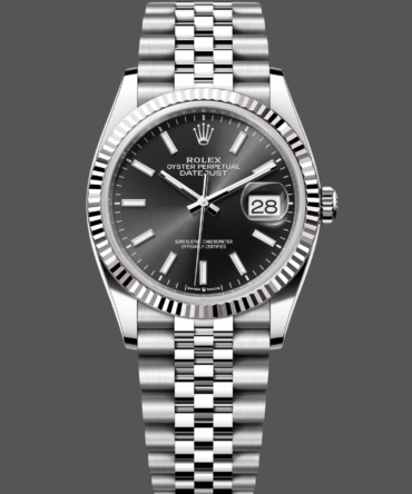 159342234 Fluted Bezel Black Index Dial 36MM Unisex Replica Watch