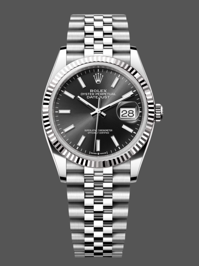 159342234 Fluted Bezel Black Index Dial 36MM Unisex Replica Watch