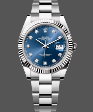 852164115 Fluted Bezel Blue Diamond Dial 41MM Mens Replica Watch