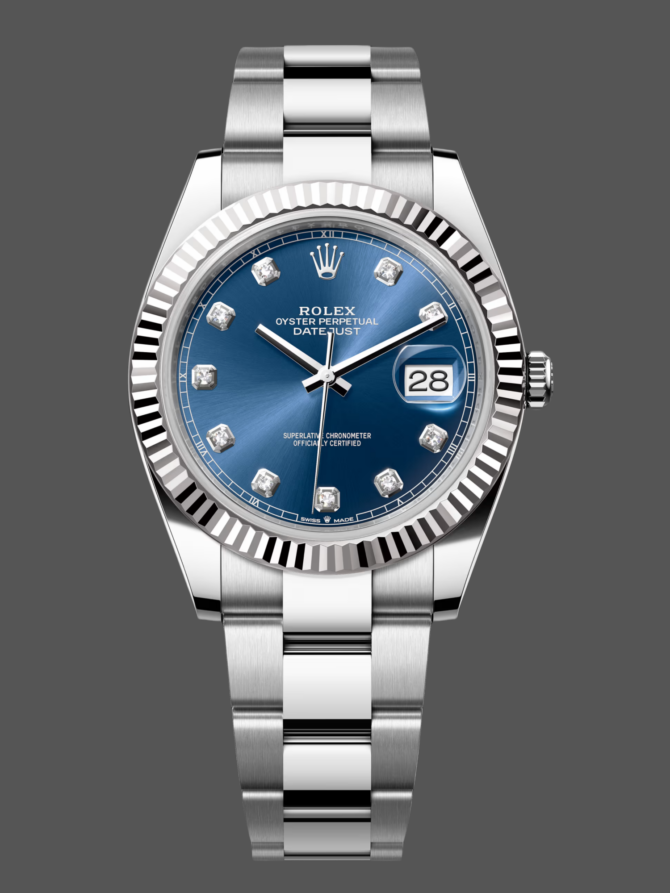 852164115 Fluted Bezel Blue Diamond Dial 41MM Mens Replica Watch
