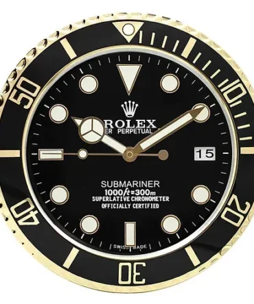 Rolex Submariner Black & Gold Wall Clock