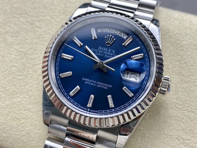 Replica Rolex Day Date White Gold 36 Blue Diamond Dial m128239 0069