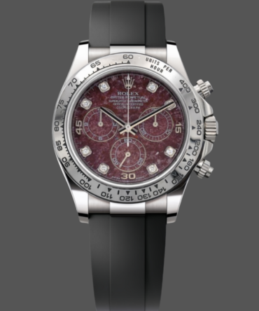 Rolex Cosmograph Daytona 40MM White Gold Rare Rubellite Dial 116509 Rubber Strap