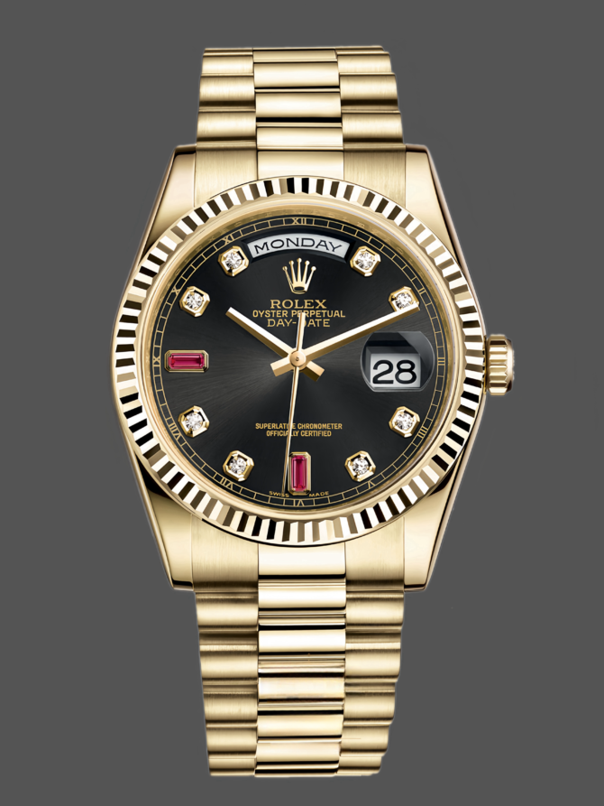 Replica Rolex Day-Date 118235 Fluted Bezel Chocolate Dial 36mm Unisex Watch