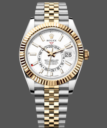 Rolex Sky Dweller 42 White Dial Yellow Gold Stainless Steel Jubilee 336933 0006