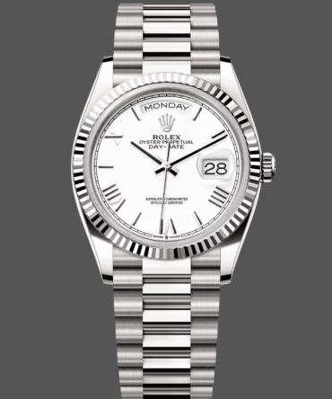Replica Rolex Day Date 36 White Dial Fluted Bezel White Gold m128239 0059 President Watch