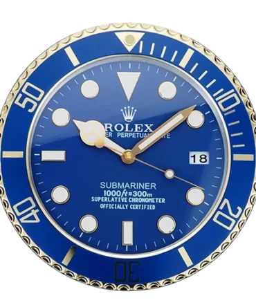 Rolex Submariner Blue & Gold Wall Clock