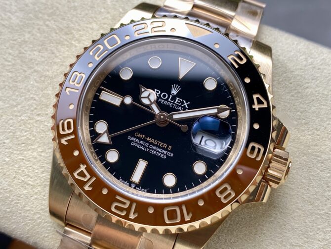 Rolex GMT-Master II 126715CHNR Black Dial Everose case 40MM Mens Replica Watch