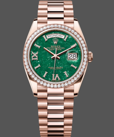 Replica Rolex Day Date Oyster 36 mm Everose Gold Diamonds Bezel M128345RBR 0068