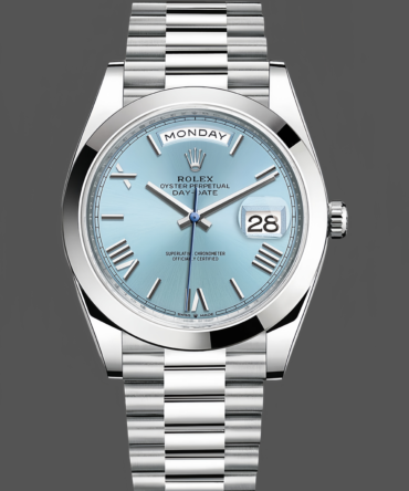 Replica Rolex Day-Date 228206 Ice Blue Quadrant Dial Platinum 40MM Mens Watch