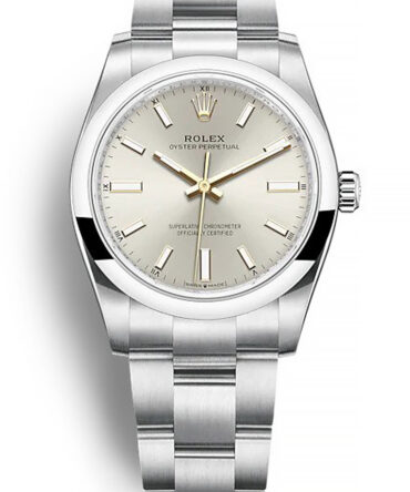 Replica Rolex Oyster Perpetual Lady 34mm Silver Dial 124200
